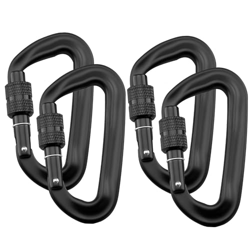 Intirilife 4er Set Karabiner Clips 12 kN 1200 kg Schwarz - 8.2 x 4.6 x 1.5cm - D-förmiger Schraubkarabiner, Twist Locking, Haken für Hängematten, Camping, Wandern, Hundeleine, Schlüsselanhänger Intirilife 4er Set Karabiner Clips 12 kN 1200 kg Schwarz - 8.2 x 4.6 x 1.5cm - D-förmiger Schraubkarabiner, Twist Locking, Haken für Hängematten, Camping, Wandern, Hundeleine, Schlüsselanhänger von INTIRILIFE
