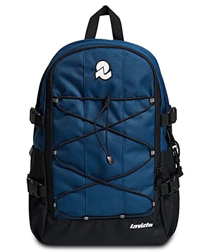 INVICTA ACT Rucksack aus nachhaltigem Stoff, Praktisch & Unisex Leicht, kompakt, mit Laptopfach & Seitliche Taschen;Büro, Reise, Arbeit, Fahrrad Backpack, Daypack, italienisches Design, blau von Invicta