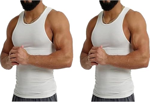 INXKED 2PCS Beaters for Men, Tank Tops Men, Workout Shaper Vest Compression Abs Undershirts (01,2XL) von INXKED