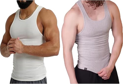 INXKED 2PCS Beaters for Men, Tank Tops Men, Workout Shaper Vest Compression Abs Undershirts (05,2XL) von INXKED