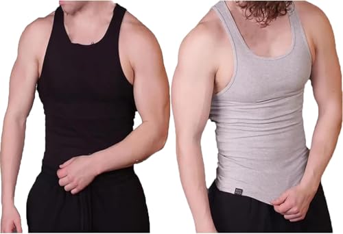 INXKED 2PCS Beaters for Men, Tank Tops Men, Workout Shaper Vest Compression Abs Undershirts (06,2XL) von INXKED