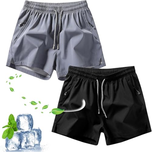 INXKED 2PCS Mens Shorts - Mens Plain Solid Color Drawstring Pocket Shorts, Mens Shorts (04,XL) von INXKED