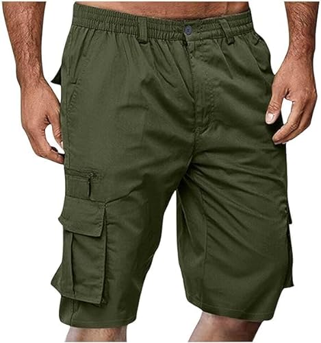 INXKED Mens Elastic Waist Cargo Shorts Zipper Relaxed Stretch Lightweight Summer Outdoor Multi Pocket Casual Short Pants (04,3XL) von INXKED