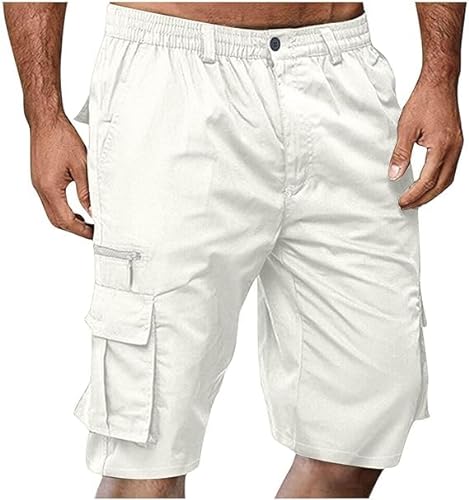 INXKED Mens Elastic Waist Cargo Shorts Zipper Relaxed Stretch Lightweight Summer Outdoor Multi Pocket Casual Short Pants (06,3XL) von INXKED