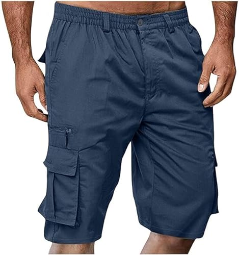 INXKED Mens Elastic Waist Cargo Shorts Zipper Relaxed Stretch Lightweight Summer Outdoor Multi Pocket Casual Short Pants (07,XL) von INXKED