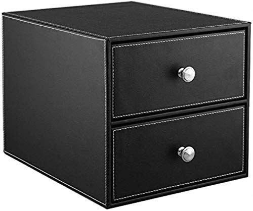 IONAZQTWW Aktenschränke Kleiner Aktenschrank mit 2 Schubladen, A4, Schreibtisch-Leder, Datenaufbewahrungsbox zur Dateiklassifizierung, 33,5 x 25,5 x 24,5 cm, Heimbüromöbel von IONAZQTWW