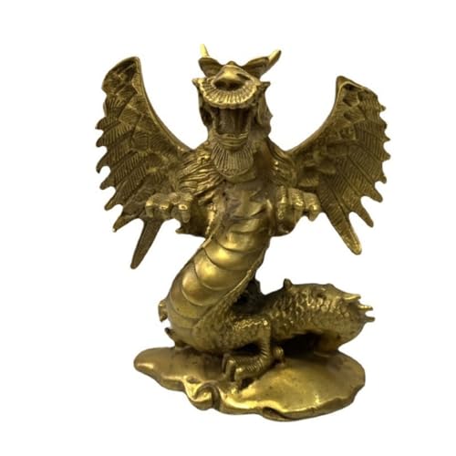 IONAZQTWW Wohndekor-Statuen, dekoratives Kunsthandwerk, Messing-Metall-Drachen-Ornamente, Heim-Feng-Shui-Skulpturen, Arbeitsplatten-Dekorationen, Desktop-Figuren von IONAZQTWW