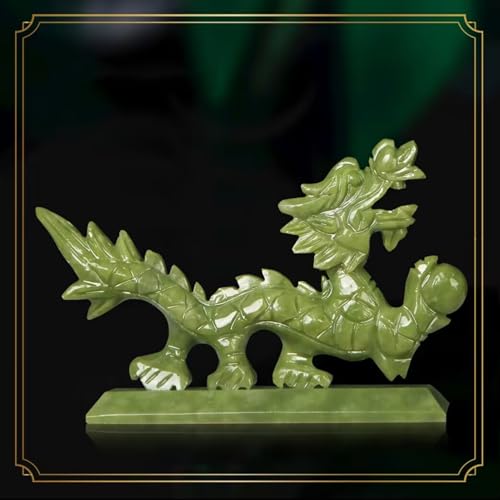 Kunststatue – Skulptur, Drachenstatuen für die Inneneinrichtung, chinesisches Feng Shui, natürliche Jade, Drachenfiguren und -skulpturen und Sammlerstücke, Symbol für Wohlstand, Glück und Erfolg (A, von IONAZQTWW