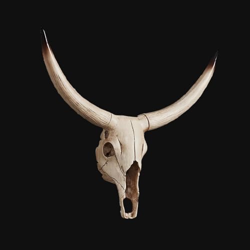 Longhorn-Kuhschädel – Ziegen-Longhorn-Wanddekoration, Widder, Bison, Bullenschädel, Kunstpräparation, Tierkopf, Wanddekoration, handgefertigte Longhorn-Skulpturen, Wandtafel, Kunsthandwerk (Farbe: von IONAZQTWW