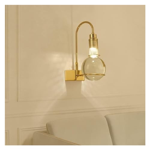 Wandlampe Minimalistische Wandleuchten mit Kristallkugeln und goldener Halterung, LED-Sockel, Wandleuchter aus Kristall, Wandleuchter für Ess-/Wohnzimmer, Flur, Balkon, Gang, Wandbeleuchtung von IONAZQTWW