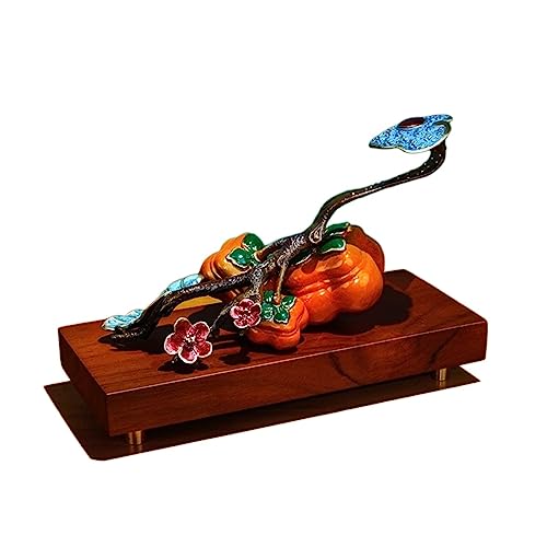 Wohndekor-Statuen, farbiges Kupfer, Persimmon Ruyi, Eingangsdekoration, Wohnzimmer, kreative Kupferkunst-Skulptur, Heimdekoration, Kunsthandwerk, Schreibtischfiguren (Farbe: 35 x 14 x 18 cm) von IONAZQTWW