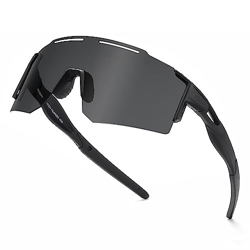 IPROHDCAM Sportbrille Fahrradbrille Sonnenbrille für Herren und Damen TR90 UV400 Schutz Windschutz Radsportbrille für Outdooraktivitäten Autofahren Fischen Laufen Wandern (C1) von IPROHDCAM