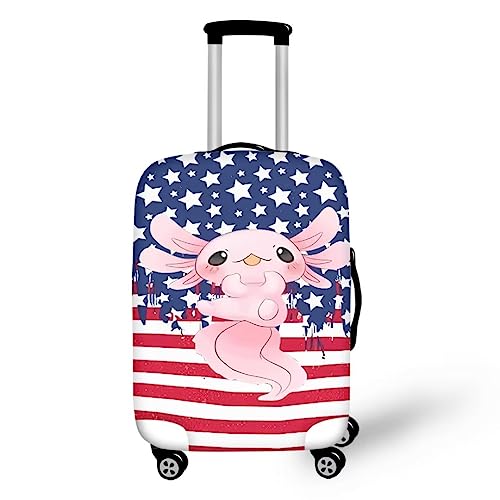 IQOPPEDR Gepäckhülle mit Leopardenmuster, personalisierbar, hübsch, kratzfest, praktische Koffergepäckhülle, Axolotl Stars Stripes a, S von IQOPPEDR