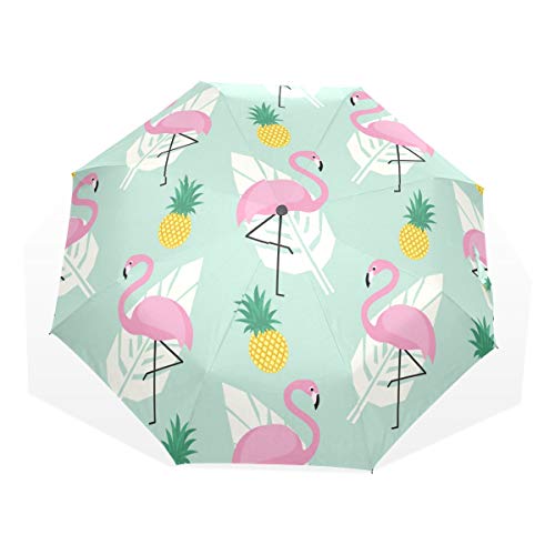 ISAOA Automatischer Reise-Regenschirm,kompakt,faltbar,Tropischer Tiervogel-Flamingo,Winddicht Stockschirm,Ultraleicht,UV-Schutz,Regenschirm für Damen,Herren und Kinder ISAOA Automatischer Reise-Regenschirm,kompakt,faltbar,Tropischer Tiervogel-Flamingo,Winddicht Stockschirm,Ultraleicht,UV-Schutz,Regenschirm für Damen,Herren und Kinder von ISAOA