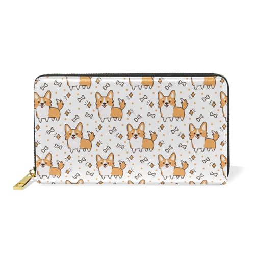 ISAOA Geldbörse aus Leder, Motiv: Cartoon-Husky, multifunktionale Handtasche, Reißverschluss, Clutch, großes Fassungsvermögen, Kartenhalter, 19 cm, #01, Einheitsgröße, modisch von ISAOA