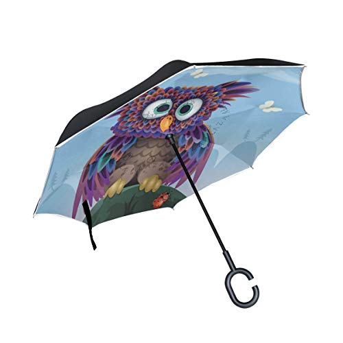 ISAOA Gro?er umgekehrter Regenschirm, doppelschichtig, Winddicht, UV-Schutz, Regenschirm, f¨¹r Auto, Regen, Outdoor, C-f?rmiger Griff, selbststehender Eulen-Vektorschirm ISAOA Gro?er umgekehrter Regenschirm, doppelschichtig, Winddicht, UV-Schutz, Regenschirm, f¨¹r Auto, Regen, Outdoor, C-f?rmiger Griff, selbststehender Eulen-Vektorschirm von ISAOA