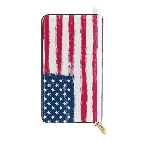 ISAOA Grunge Geldbörse mit amerikanischer Flagge, Motiv: alte schmutzige USA-Flagge, multifunktionale Handtasche, Reißverschluss, Clutch, großes Fassungsvermögen, Kartenhalter, 19 cm, #01, von ISAOA