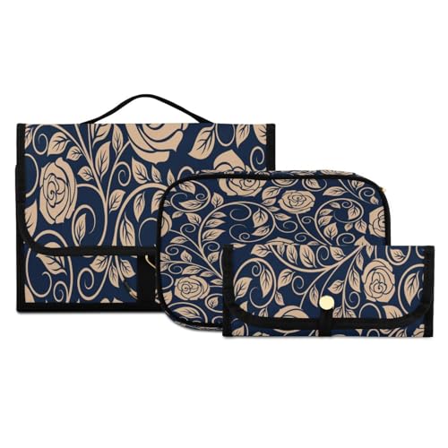 Kulturbeutel-Set zum Aufhängen, mit Haken, Vintage-Rosen, Blumen, Reise-Make-up-Kit, tragbarer Kulturbeutel, Kosmetikpinsel-Organizer für Damen und Mädchen, 3-teilig, #07, 3-teiliges Set, Kulturbeutel Kulturbeutel-Set zum Aufhängen, mit Haken, Vintage-Rosen, Blumen, Reise-Make-up-Kit, tragbarer Kulturbeutel, Kosmetikpinsel-Organizer für Damen und Mädchen, 3-teilig, #07, 3-teiliges Set, Kulturbeutel von ISAOA