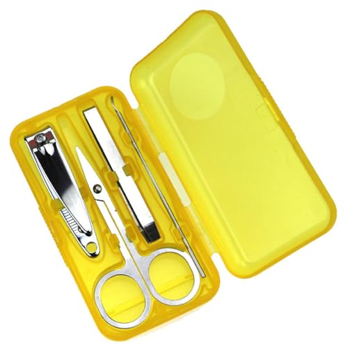 ISCBAFYX Edelstahl-Nagelknipser-Set, 4-teilig, Kunststoff, durchsichtig, Scherenbox-Set, Trimmer, Pflege, Maniküre-Hersteller, Nagel-Werkzeug-Set, gelb von ISCBAFYX