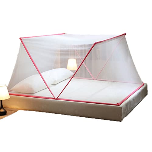 ISCBAFYX Faltbares Bett-Überdachungszelt, leicht zu demontierendes Moskitonetz-Überdachungszelt, tragbares Schlafzimmer-Moskitonetz-Zelt, Dekor-Überdachung für Reisen, Zuhause, Outdoor, Pink, 160 x von ISCBAFYX