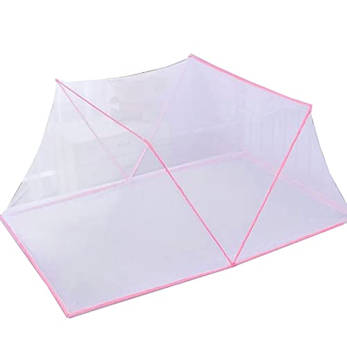 ISCBAFYX Faltbares Moskitonetz, atmungsaktives Betthimmelzelt, Zelt, tragbares Design, Polyester-Mesh-Netz, einfach zu verstauen, für Einzel- bis Kingsize-Betten, Pink, 128 x 67 x 50 cm von ISCBAFYX