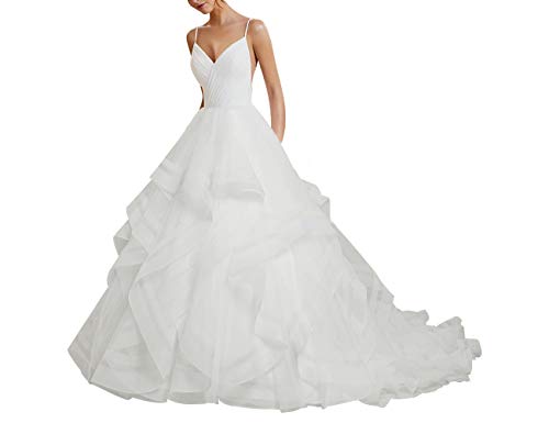 ISCBAFYX Hochzeitskleid, Tüll, Hochzeitsmode, Ballkleider, Abendkleid, V-Ausschnitt von ISCBAFYX