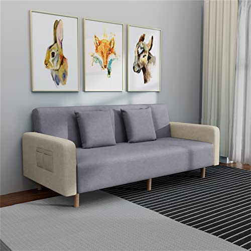 ISCBAFYX Modernes Schlafsofa aus Baumwollstoff, verstellbares Klapp-Liegesofa, 2-Sitzer-Liege-Lounge-Couch-Liegestuhl, gepolsterter Schlafsofa-Stuhl, für Home-Office-Möbel, Beige, 170 × 61 × 75 cm von ISCBAFYX