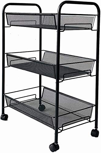 ISCBAFYX Regale Home Kitchen Trolley Regal Bewegliches Schönheits-Maniküre-Wohnzimmer-Rad-Lagerregal (Farbe: Schwarz) von ISCBAFYX