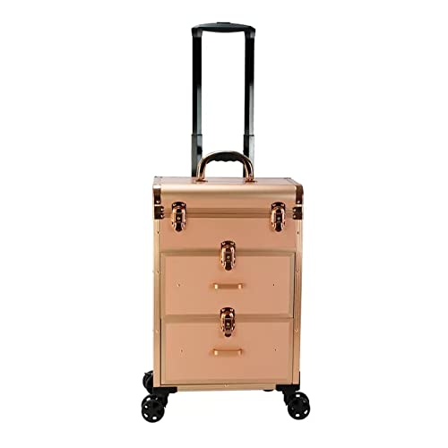 ISCBAFYX Rollbarer Make-up-Koffer, multifunktionaler Kosmetikkoffer, großer Trolley-Aufbewahrungskoffer, Aluminium-Make-up-Koffer, Sicherheitsverschluss, für Kosmetik, Make-up-Pinsel, von ISCBAFYX