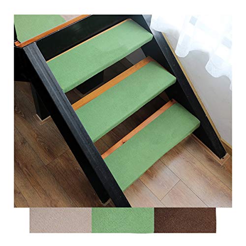 ISCBAFYX Treppenstufe, 15 Stück Stufenteppichmatte/Anti-Rutsch-Teppichmatte/Treppenstufenmatten-Teppich, Schutz, langlebig, rutschfest, mehrere Farben, 55 x 22 x 4,5 cm (Farbe: Grün) von ISCBAFYX