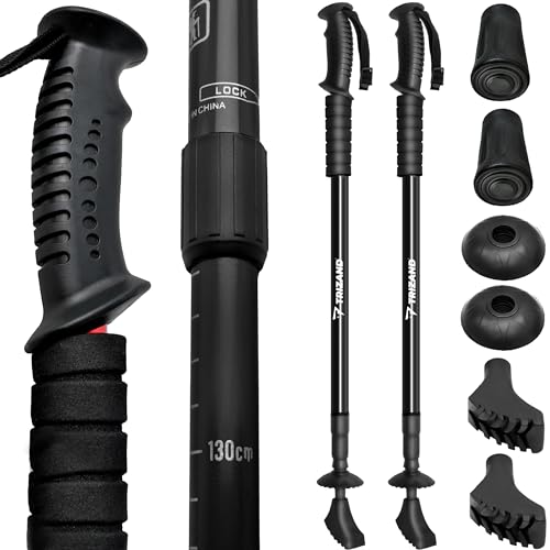 Teleskop Wanderstöcke für Nordic Walking Trekkingstöcke mit Aufsätzen Ausziehbar Ultraleicht 65-140cm Antishock-Technologie 8860 von ISO TRADE