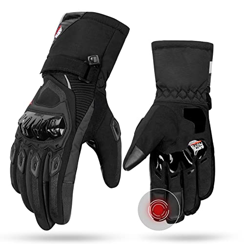 ISSYZONE Winter Motorradhandschuhe, Motorrad Handschuhe Winter, geprüfte Motorradhandschuhe Herren, Touchscreen Handschuhe, Wasserdicht, für Motorradfahren, Skifahren, Roller von ISSYZONE