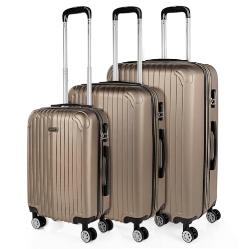 ITACA - Gepäck-Sets, Reisekoffer, Reisekoffer Set, Kofferset, Hartschalenkoffer, Trolley-Set, Luggage - Große Auswahl an Koffer & Trolleys für Jede Reise! T71500, Champagner von ITACA