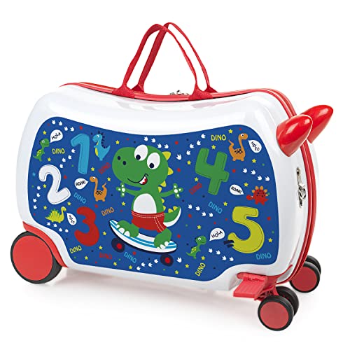 ITACA - Kinderkoffer Mädchen & Jungen: Zum Draufsitzen, Kindergepäck, Kindertrolley - Reisebegleiter, Dino ITACA - Kinderkoffer Mädchen & Jungen: Zum Draufsitzen, Kindergepäck, Kindertrolley - Reisebegleiter, Dino von ITACA