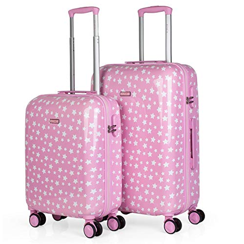 ITACA - Kinderkoffer Mädchen - Kinder Kofferset. Kinderkoffer mit Rollen - 4 Rädrig Reisekoffer Kinder. Langlebiger Kinder Trolley. Reisekoffer für Kinder, Rosa von ITACA