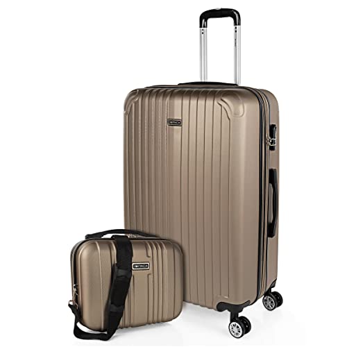 ITACA - Koffer Groß 4 Räder Großer Koffer Leichte - Reisekoffer mit Rollen Groß. Reisekoffer Groß für Flugzeuge Koffer Hartschale mit Geprüftem Schloss - Trolley, Champagner ITACA - Koffer Groß 4 Räder Großer Koffer Leichte - Reisekoffer mit Rollen Groß. Reisekoffer Groß für Flugzeuge Koffer Hartschale mit Geprüftem Schloss - Trolley, Champagner von ITACA