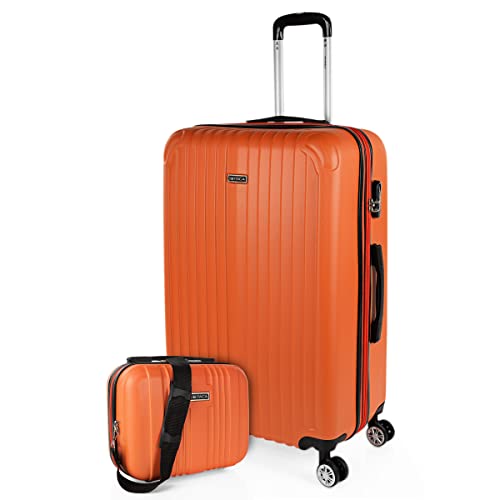 ITACA - Koffer Groß 4 Räder Großer Koffer Leichte - Reisekoffer mit Rollen Groß. Reisekoffer Groß für Flugzeuge Koffer Hartschale mit Geprüftem Schloss - Trolley, Mandarine ITACA - Koffer Groß 4 Räder Großer Koffer Leichte - Reisekoffer mit Rollen Groß. Reisekoffer Groß für Flugzeuge Koffer Hartschale mit Geprüftem Schloss - Trolley, Mandarine von ITACA