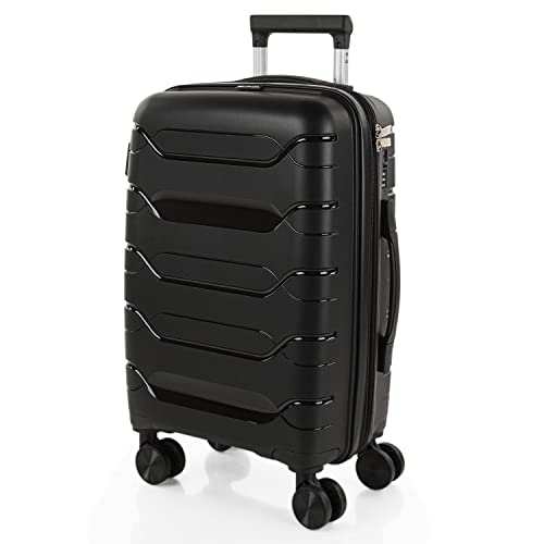 ITACA - Koffer Klein Handgepäck - Handgepäck Koffer 4 Rollen - Koffer Handgepäck [ 55x36x20 ] Leicht und Robust - Reisekoffer Klein aus Hochwertigen Materialien - Hartschalenkoffer Klein mit, Schwarz von ITACA