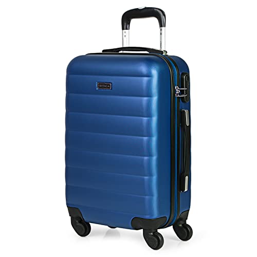 ITACA - Handgepäck Koffer Trolley - Reisekoffer Mit Rollen und Reisekoffer Hartschalenkoffer für Vielreisende 71250, Blau von ITACA