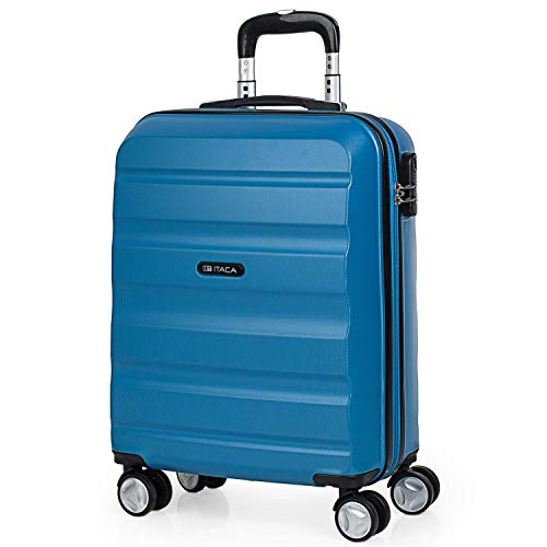 ITACA - Handgepäck Koffer Trolley - Reisekoffer Mit Rollen und Reisekoffer Hartschalenkoffer für Vielreisende T71650, Blau von ITACA