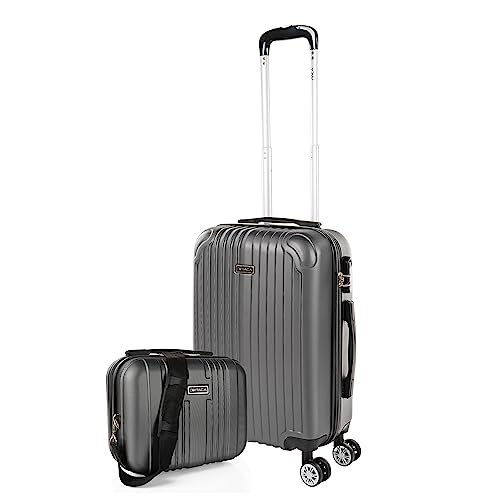 ITACA - Handgepäck Koffer Trolley - Reisekoffer Mit Rollen und Reisekoffer Hartschalenkoffer für Vielreisende T71550B, Antrazit von ITACA