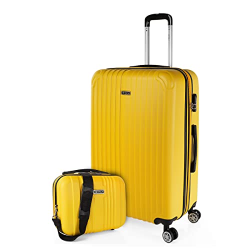 ITACA - Handgepäck Koffer Trolley - Reisekoffer Mit Rollen und Reisekoffer Hartschalenkoffer für Vielreisende T71550B, Gelb von ITACA