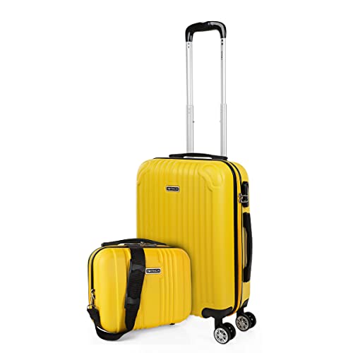 ITACA - Handgepäck Koffer Trolley - Reisekoffer Mit Rollen und Reisekoffer Hartschalenkoffer für Vielreisende T71550B, Gelb von ITACA