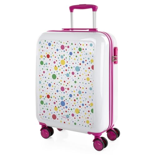 ITACA - Koffer Klein Handgepäck - Handgepäck Koffer 4 Rollen - Koffer handgepäck 55x40x20 Leicht und Robust - Reisekoffer Klein - Hartschalenkoffer Klein mit Zahlenschloss, Dots ITACA - Koffer Klein Handgepäck - Handgepäck Koffer 4 Rollen - Koffer handgepäck 55x40x20 Leicht und Robust - Reisekoffer Klein - Hartschalenkoffer Klein mit Zahlenschloss, Dots von ITACA
