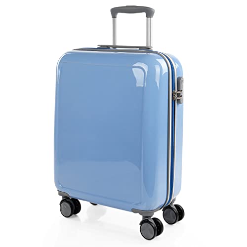 ITACA - Koffer Klein Handgepäck - Handgepäck Koffer 4 Rollen - Koffer handgepäck 55x40x20 Leicht und Robust - Reisekoffer Klein aus Hochwertigen Materialien - Hartschalenkoffer Klein mit Zahlen, Blau von ITACA