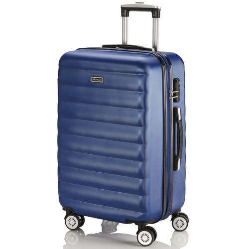ITACA - Koffer Groß, Koffer Mittelgroß, Hartschalenkoffer M - Robuster Hartschalenkoffer & Koffer & Trolleys mit 4 Rollen, ideal als Reisekoffer für Jede Reise, Blau ITACA - Koffer Groß, Koffer Mittelgroß, Hartschalenkoffer M - Robuster Hartschalenkoffer & Koffer & Trolleys mit 4 Rollen, ideal als Reisekoffer für Jede Reise, Blau von ITACA