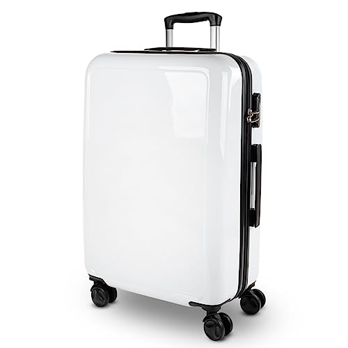 ITACA - Koffer Mittelgroß - Polycarbonat hochwertiger und Stabiler reisekoffer mit Rollen - Koffer Mittelgroß 4 Rollen Leicht mit Kombinationsschloss. Koffer Weiss ITACA - Koffer Mittelgroß - Polycarbonat hochwertiger und Stabiler reisekoffer mit Rollen - Koffer Mittelgroß 4 Rollen Leicht mit Kombinationsschloss. Koffer Weiss von ITACA
