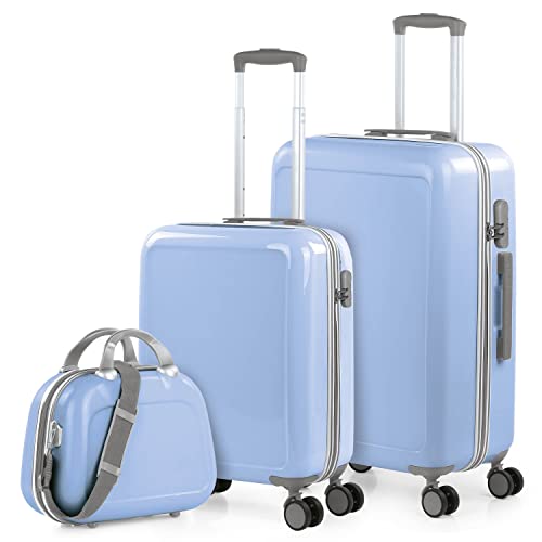 ITACA - Leicht Koffer Set PC Reisekoffer Set für Flugreisen - Dauerhaft Hartschalenkoffer Set - Kofferset Hartschale mit TSA Kombinationsschloss - Robuster und Leichter Reisekofferset Koffer 4 R, Blau von ITACA