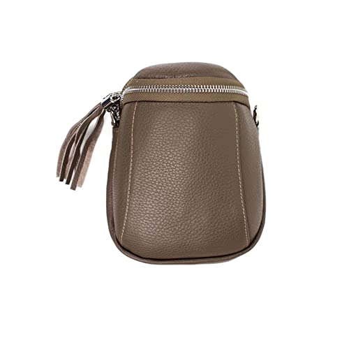 Made in Italy Damen Leder Tasche Umhängetasche Schultertasche Handytasche Geldtasche Ledertasche Crossbody Abendtasche Mini Bag Taupe Made in Italy Damen Leder Tasche Umhängetasche Schultertasche Handytasche Geldtasche Ledertasche Crossbody Abendtasche Mini Bag Taupe von ITALYSHOP24-COM