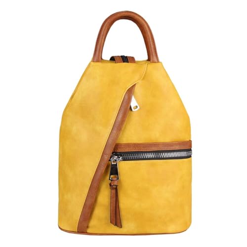 OBC Damen Rucksack Tasche Schultertasche Leder Optik Daypack Backpack Handtasche Tagesrucksack Cityrucksack Gelb. von ITALYSHOP24.COM